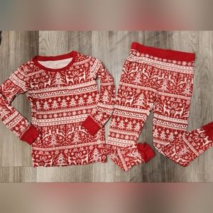 GUC Little Sleepies Reindeer Games red and white Christmas pajamas set 2T